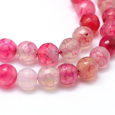 Dyed Natural Agate Faceted Round Beads Strands G-P098-M-1