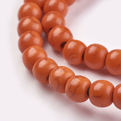 1 Strand Dyed Orange Red Round Synthetic Turquoise Beads Strands X-TURQ-G106-6mm-02G-1