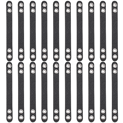 20Pcs Imitation Leather Bag Webbing Straps with Silver Color Plated Metal Eyelets for Bag Accessories DIY-NB0016-35A-1