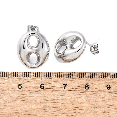 Oval 304 Stainless Steel Stud Earrings EJEW-A125-79A-P-1