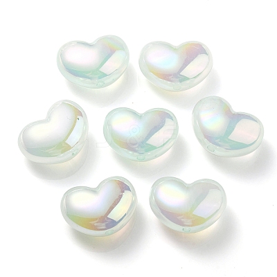 UV Plating Rainbow Iridescent Imitation Jelly Acrylic Beads OACR-C007-08C-1