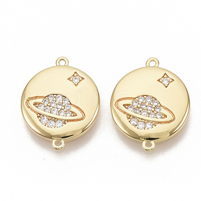 Brass Micro Pave Cubic Zirconia Links connectors KK-T051-04G-NF-1