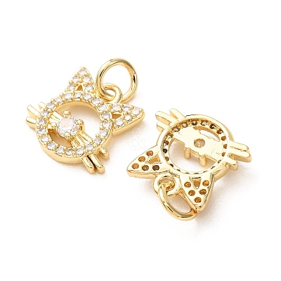 Brass Micro Pave Clear Cubic Zirconia Charms CU-E003-18G-31-1