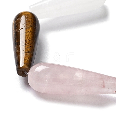 Natural Amethyst & Rose Quartz & Tiger Eye & Quartz Crystal & Green Aventurine & Carnelian Beads Strands G-P528-H09-01-1