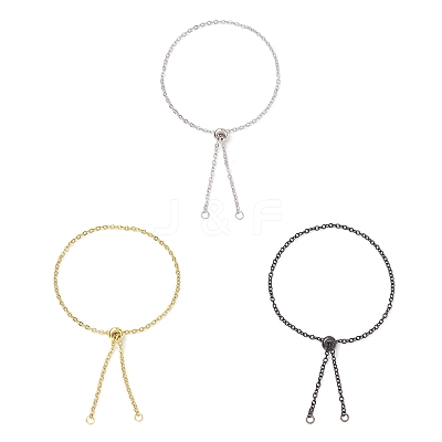 3Pcs 3 Colors Adjustable Stainless Steel Cable Chain Slider Bracelet Making AJEW-JB01232-1