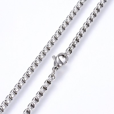 Non-Tarnish 304 Stainless Steel Box Chain Necklaces NJEW-F227-09P-03-1