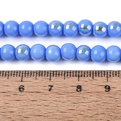Electroplate Opaque Glass Beads Strands EGLA-Q132-6MM-01C-14-1
