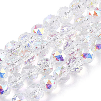 Electroplate Transparent Glass Beads Strands X-EGLA-N002-34C-C03-1