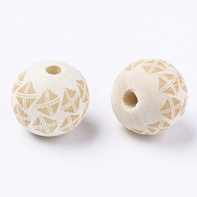 Unfinished Natural Wood European Beads WOOD-S057-021B-1