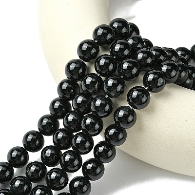 Natural Black Onyx Round Beads Strand G-L087-12mm-01-1