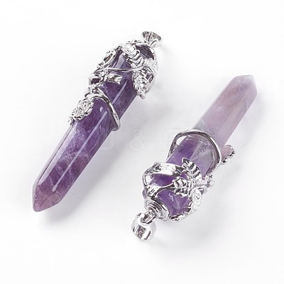 Natural Amethyst Big Pointed Pendants G-A172-16C-1