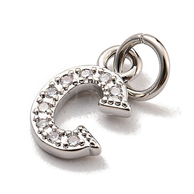 Initial Letter Brass with Cubic Zirconia Charms KK-Q814-26C-P-1