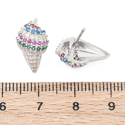 Brass Micro Pave Cubic Zirconia Stud Earrings EJEW-Q015-16P-1
