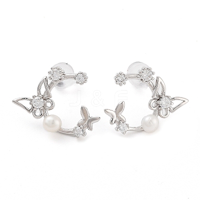 Butterfly Rhodium Plated 925 Sterling Silver Studs Earrings STER-Z009-03P-1
