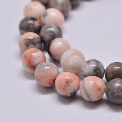 Natural Pink Zebra Jasper Beads Strands G-P231-01-4mm-1