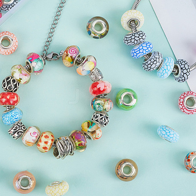 120Pcs 6 Styles Christmas Theme Resin European Rondelle Beads RPDL-SP0001-04-1