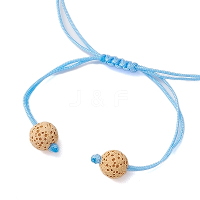 Natural Lava Rock & Dyed Natural Agate & Glass Seed Beaded Braided Bracelets BJEW-MZ00063-05-1