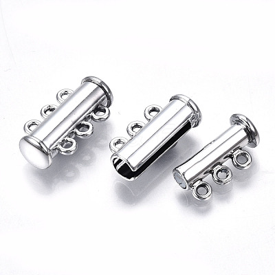 3-Strands Brass Magnetic Slide Lock Clasps KK-Q740-16P-1