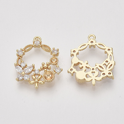 Brass Micro Pave Cubic Zirconia Pendants Rhinestone Settings ZIRC-S064-025-1