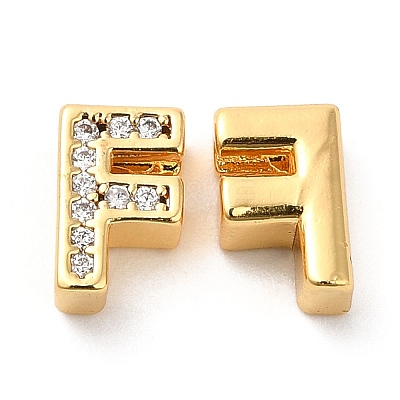 Brass Micro Pave Cubic Zirconia Beads KK-F855-03G-F-1