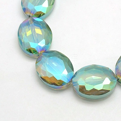 Faceted Electroplate Crystal Glass Oval Beads Strands X-EGLA-F059B-10-1