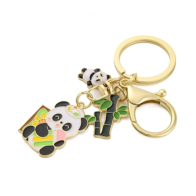 Rack Plating Panda Zinc Alloy Enamel Pendant Keychain KEYC-G064-01C-1