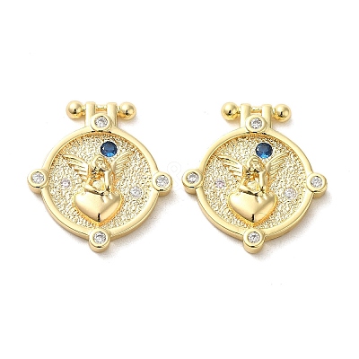 Brass Micro Pave Clear Cubic Zirconia Pendants KK-G481-07G-1