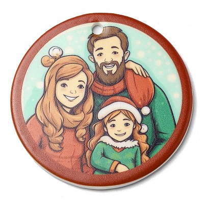 Christmas Handmade Printed Porcelain Big Pendants LS-PORC-F009-03-1