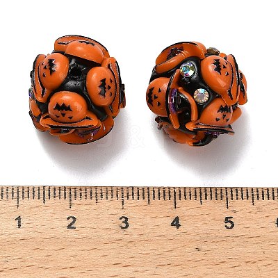 Halloween Theme Polymer Clay Rhinestone Beads with Resin RESI-Z045-02B-03-1