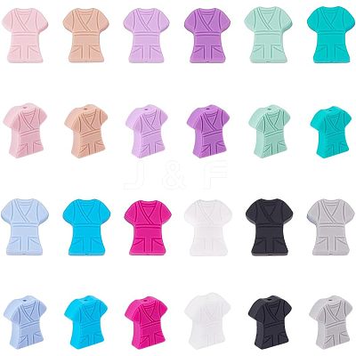 24Pcs 12 Colors Food Grade Eco-Friendly Silicone Focal Beads SIL-CA0001-19-1