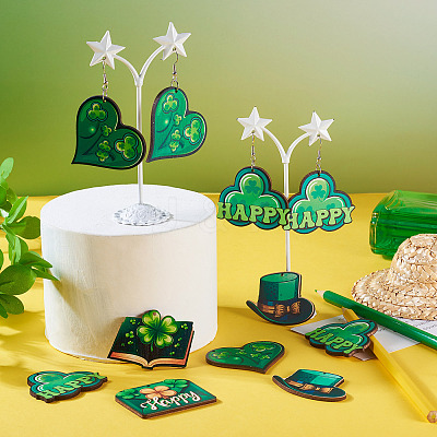 DIY Saint Patrick's Day Wood Dangle Earrings Making Kit DIY-TA0009-17-1