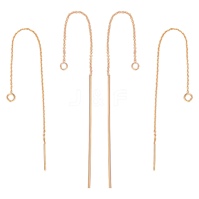 8Pcs 2 Style Brass Chain Stud Earring Findings KK-BBC0009-80-1