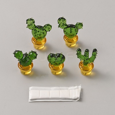Glass Cactus Display Decorations DJEW-WH20003-01A-1