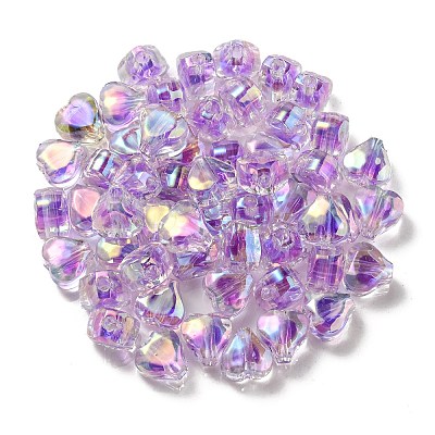 UV Plating Rainbow Iridescent Acrylic Beads OACR-F004-05F-1