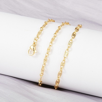 Brass Oval Link Chains Necklace for Women X-NJEW-P265-25G-1