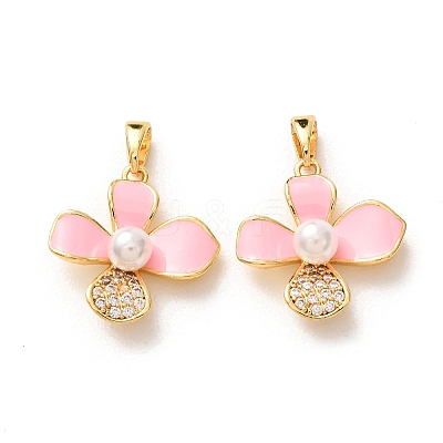 Brass Micro Pave Clear Cubic Zirconia Pendants KK-A304-25G-01-1