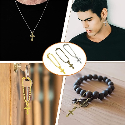 60Pcs 3 Colors Alloy Cross Pendant Decoration HJEW-YW00042-1