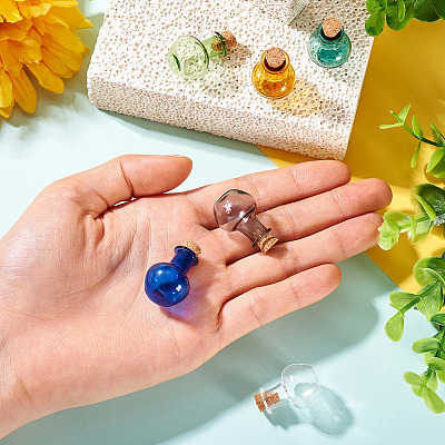 6Pcs 6 Colors Round Glass Cork Bottles Ornament AJEW-TA0001-75-1
