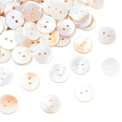 2-Hole Shell Flat Round Buttons BUTT-P012-09-1