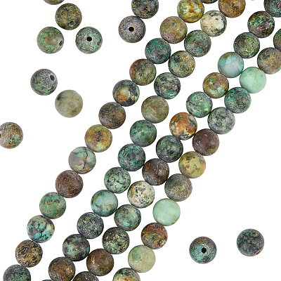 2 Strands Frosted Natural African Turquoise(Jasper) Round Beads Strands G-PA0001-33-1