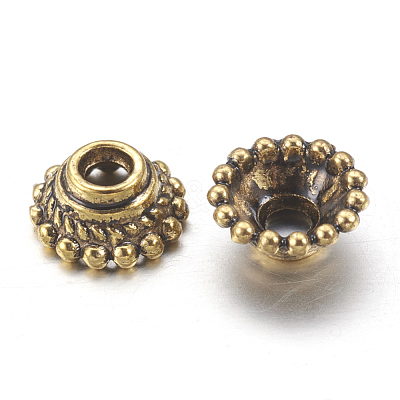 Apetalous Tibetan Style Alloy Flower Bead Caps X-TIBE-S223-AG-RS-1
