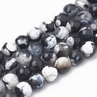 Natural Fire Crackle Agate Beads Strands G-S335-01K-1