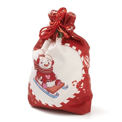Christmas Theme Rectangle Cloth Bags with Jute Cord ABAG-P008-01A-1