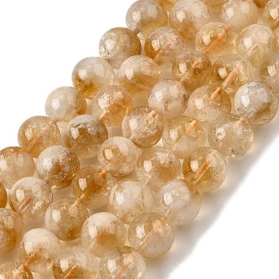 Heated Natural Citrine Beads Strands G-D323-A01-10mm-B-1