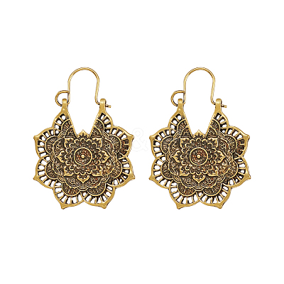 Bohemian Retro Style Alloy Dangle Hoop Earrings EJEW-TAC0003-01AG-1