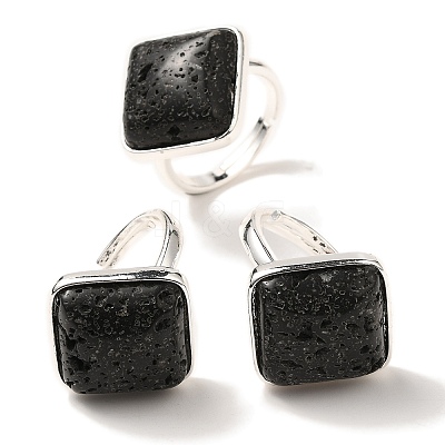 Natural Lava Rock Adjustable Rings RJEW-H240-01S-14-1