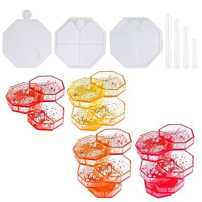 DIY Layered Rotating Storage Box Silicone Mold Sets DIY-X0293-86-1