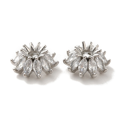 Brass Micro Pave Clear Cubic Zirconia Bead Caps KK-C072-01A-P-1
