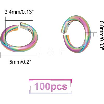 PVD Vacuum Plating 304 Stainless Steel Open Jump Rings STAS-UN0017-78MC-1