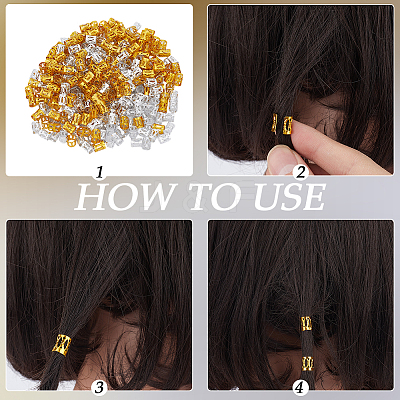 300Pcs 2 Colors Aluminum Dreadlocks Beads Hair Decoration ALUM-PA0001-02-1